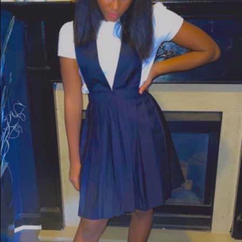 French Toast V-Neck Black Uniform Dress